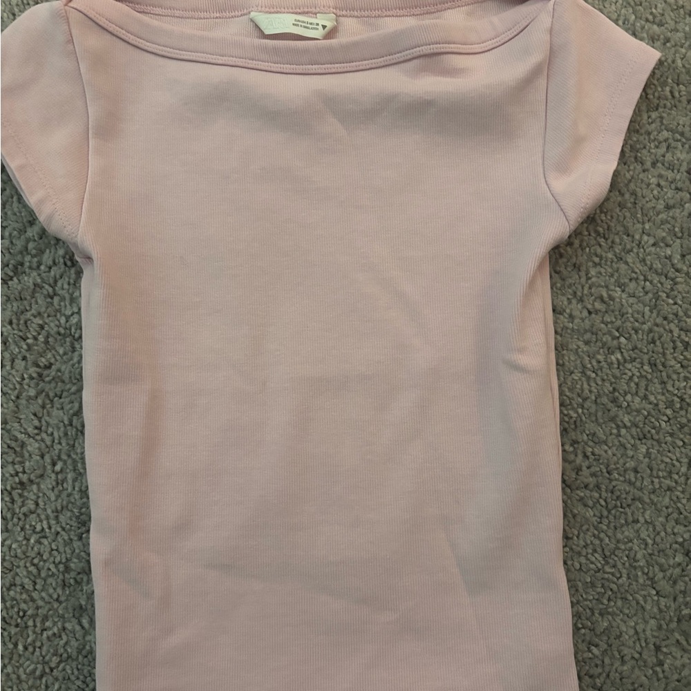 Zara Soft Pink Ribbed Tee